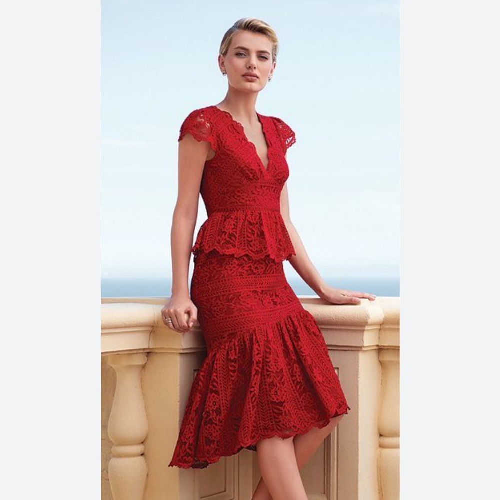 Antonio Melani evening red lace dress
